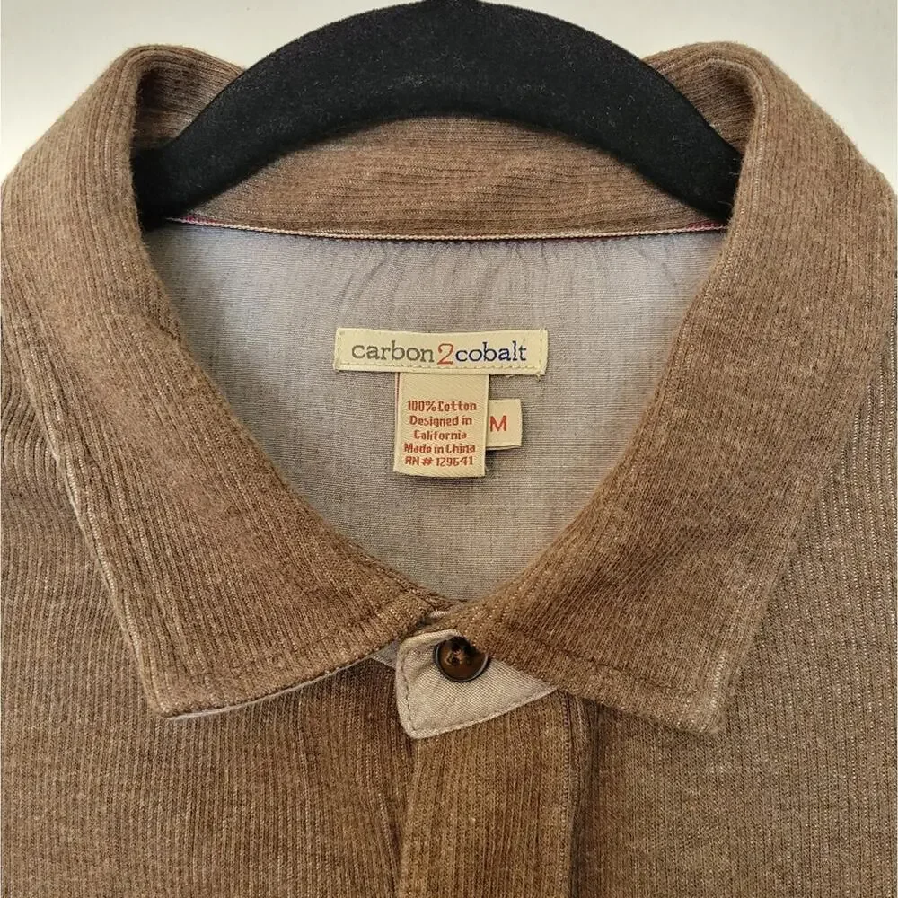 CARBON 2 COBALT Men's Brown Stretch Corduroy Midweight Button Down Shirt Sz M